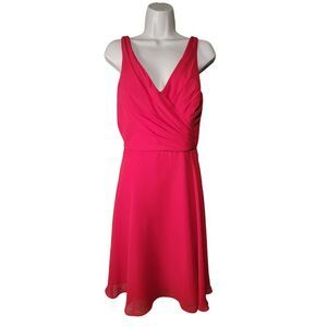 VTG Alfred Angelo Size 12 Cherry Red Formal Dress Faux Back Button Fit and Flare